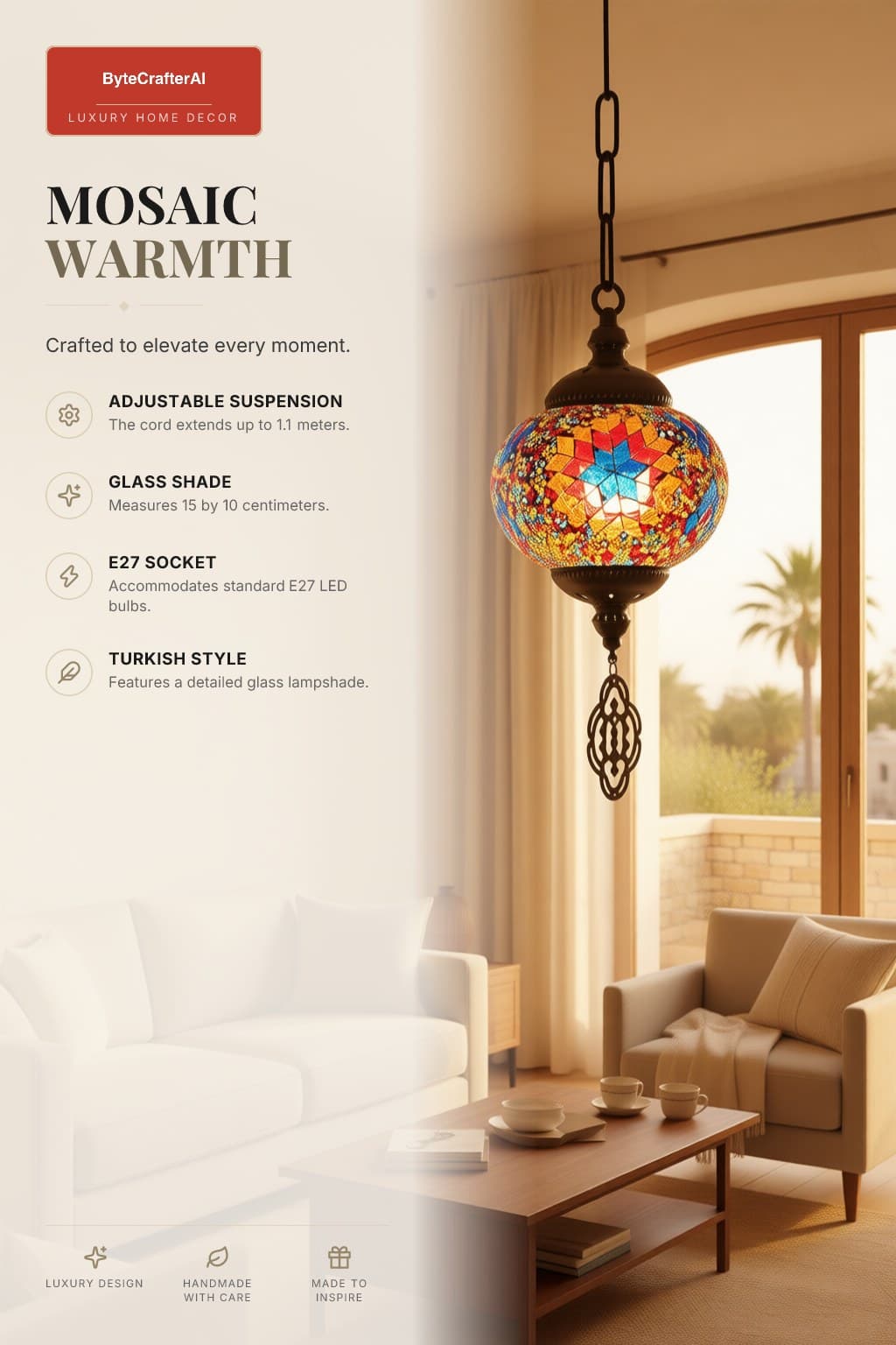 Turkish Glass Mosaic Pendant Light